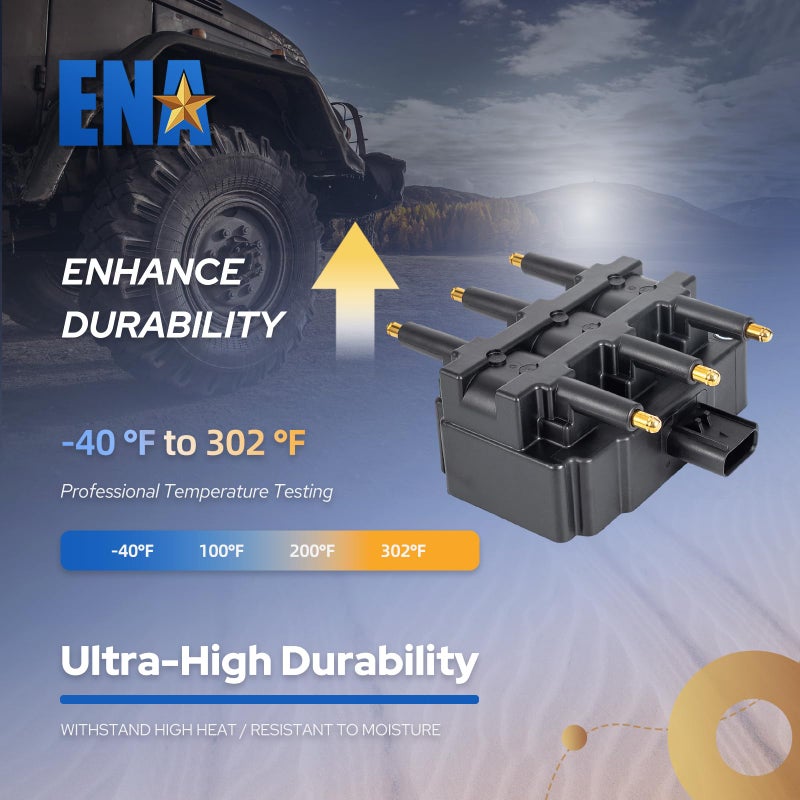 ENA Ignition Coil 2001 2002 2003 2004 2005 2006 2007 2008 2009 Compatible with Dodge Jeep Chrysler Town Country Grand Caravan Wrangler JK Pacifica Voyager Coil Packs 3.8 3.3 V6 for UF305 C1442 5603252 - Image 3